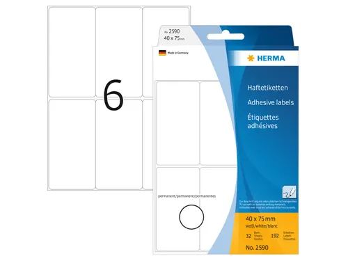 HERMA 2590 Universele etiketten 40x75mm Wit 192 stuks