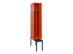 locker met bank,voor scheiding van kleding,HxBxD 2120x300x815mm,1vak
