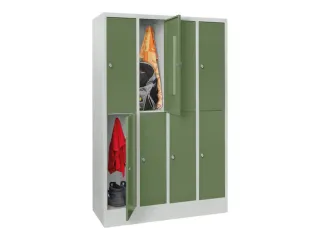 lockerkast,HxBxD 855x1200x500mm,4x2vakken,RAL7035,front RAL6011 - 2