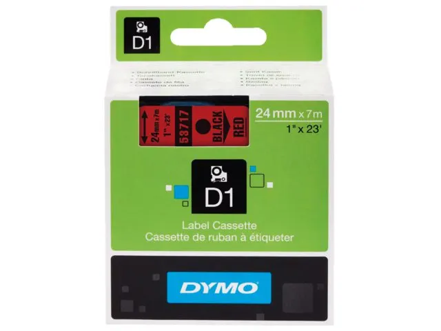 Labeltape Dymo LabelManager D1 polyester 24mm zwart op rood