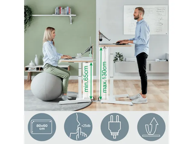 Zit-Sta bureau 80x60cm Leitz Ergo elektrisch klein