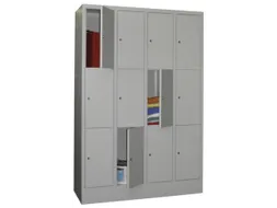 lockerkast,HxBxD 1850x1200x500mm,4x3vakken,RAL7035,front RAL5012