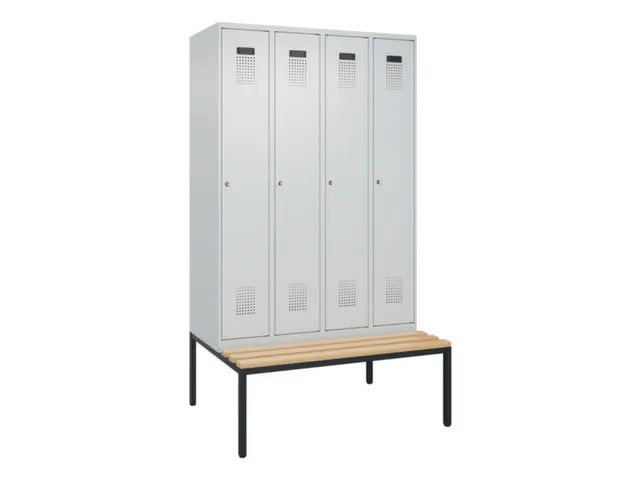 locker met bank,voor scheiding van kleding,HxBxD 2120x1200x815mm,4vak