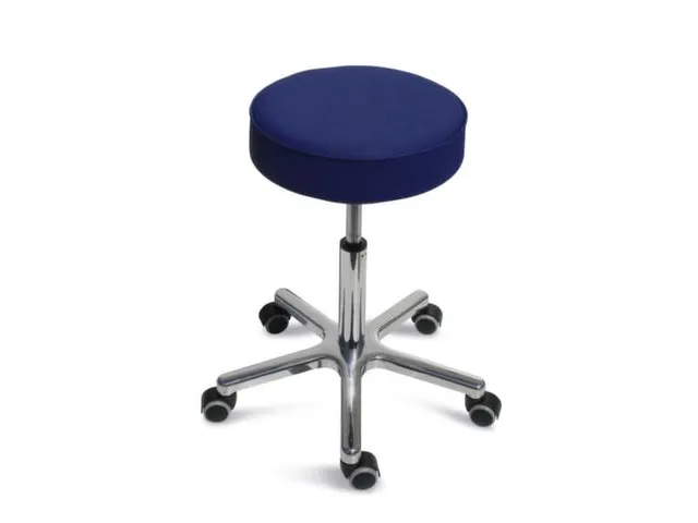 Draaikruk Met Wielen Zitting Kunstleer Blauw 460-590mm Gasveer
