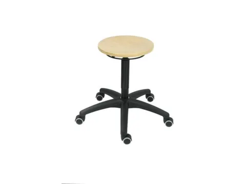 Draaikruk Zit 440-630mm Zitting Beuken Gasveer Zwart Voetkruis Wielen