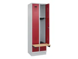 locker met bank,HxBxD 1950x600x815mm,2vak,vak B 300mm,cilinderslot