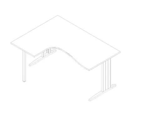 hoek-bureau,HxBxD 730x1600x1200mm,blad wit,verdieping links,C-voet wit