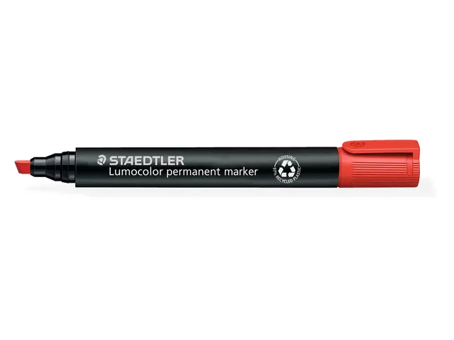 Viltstift Staedtler Lumocolor 350 permanent beitelpunt 2-5mm rood