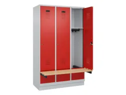 locker met bank,HxBxD 1950x1200x815mm,3vak,vak B 400mm,cilinderslot
