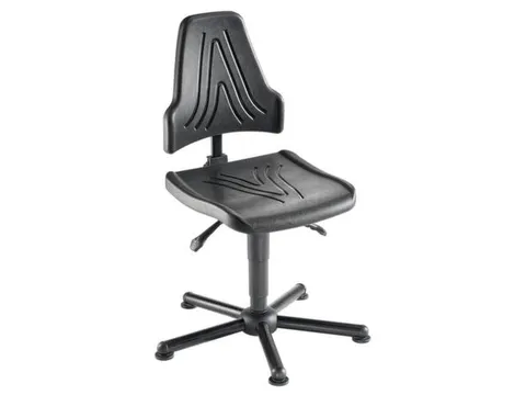 Werkplaatsstoel 490-630mmx470mmx480mm Pu Zwart Vloerglijders