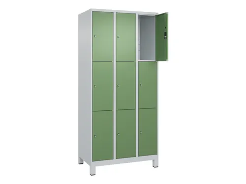 lockerkast,HxBxD 1950x900x500mm,3x3vakken,vak B 300mm,cil.-slot,voeten