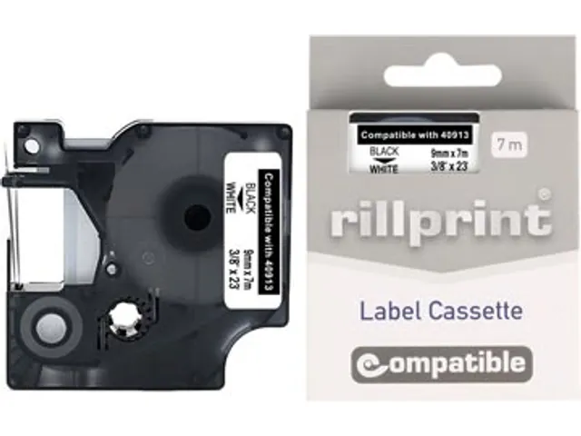 ruban D1 compatible pour Dymo 40913, 9 mm, noir sur blanc
