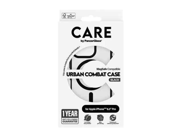 PanzerGlass CARE by Urban Combat Case Transparent w. Black Frame
