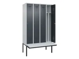 locker met bank,voor scheiding van kleding,HxBxD 2120x1200x815mm,4vak