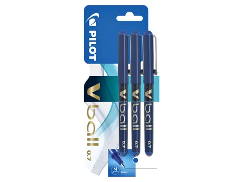 Rollerpen Pilot V-Ball 07 Medium punt Blauw Blister à 3 stuks