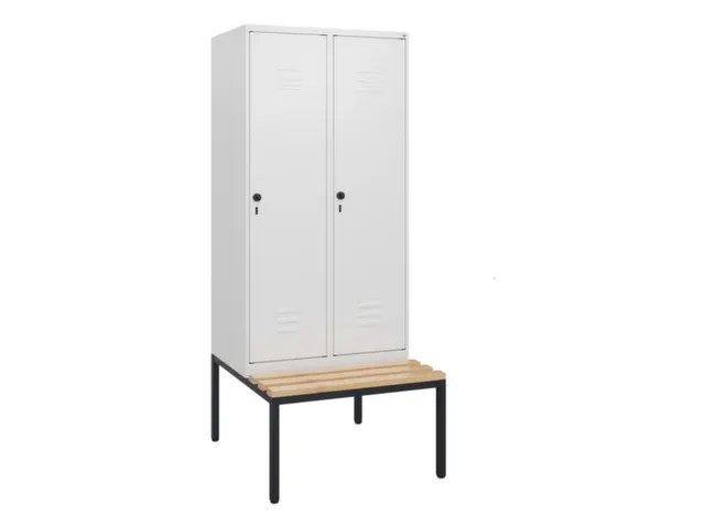 locker met bank,HxBxD 1950x800x815mm,2vak,vak B 400mm,draaigrendel