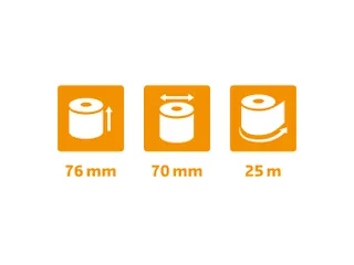 Telmachine- en Kassarollen 2-voud 76mm breed 76x70x12mm, Wit - 7