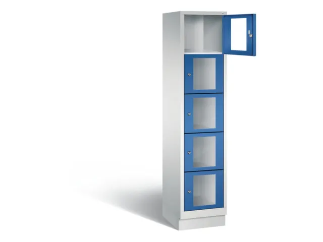 Lockerkast 1800x420x500mm 1x5 vakken Cilinderslot, Sokkel, RAL5010