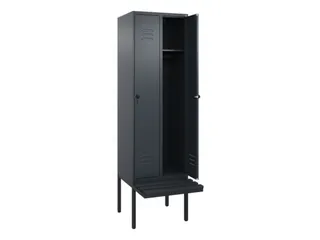 locker met bank,HxBxD 2120x600x815mm,2vak,vak B 300mm,draaigrendel - 2