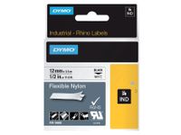 Labeltape Dymo Rhino 18488 Nylon 12mmx3.5m Zwart Op Wit