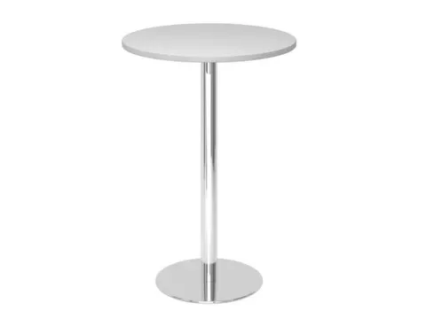 statafel,HxØ 1116x800mm,rond,schotelvoet chroom,ronde buis,blad grijs