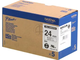 Tape Brother P-touch Hge-251v5 Gelamineerd 24mmx8m Zwart Op Wit - 1