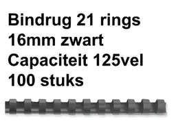 Bindrug Fellowes 16mm 21-rings A4 zwart 100stuks