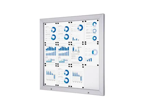 Vergrendelbaar Notitiebord Alpha Vitrine Indoor/Outdoor 12xA4 Zilver