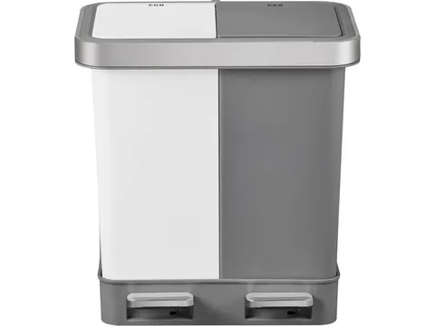 Afvalbak EKO Hana Duo Recycling pedaalemmer 2x10 liter grijs wit