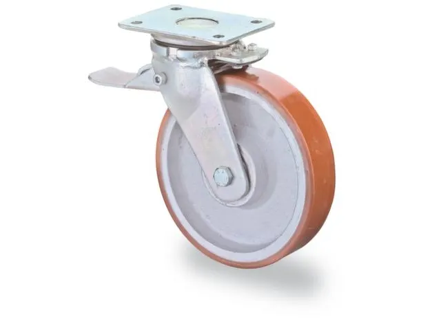 Zwenkwiel Dubbele Rem Velg Van Gietijzer Pu-band Øxb 125x50mm 550kg