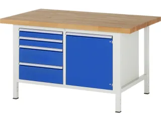 werkbank,HxBxD 840-1040x1500x900mm,beukblad,draagverm. 1250kg,4voeten - 1