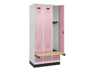 locker met bank,HxBxD 1950x900x815mm,3vak,vak B 300mm,cilinderslot - 1