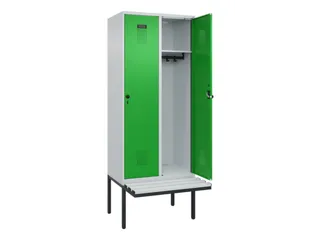 locker met bank,HxBxD 2120x800x815mm,2vak,vak B 400mm,draaigrendel - 1