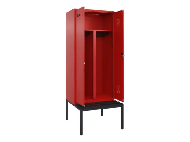 PBM-locker met bank,HxBxD 2120x800x815mm,2vak,vak B 400mm,draaigrendel
