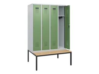 locker met bank,HxBxD 1950x1200x815mm,4vak,vak B 300mm,cilinderslot - 1