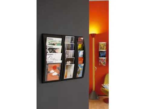 wandfolderhouder,HxBxD 650x227x95mm,v. 5xDIN A5,plank(en) transparant