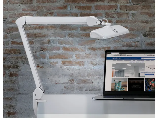 Werkpleklamp MAUL Intro LED tafelklem dimbaar wit