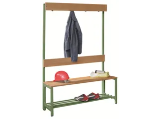 Omkleedbank LxB 1000x400mm Houten Latten Schoenenrek Haken Ral6011 - 2