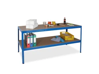 montagetafel,HxBxD 900x1800x600mm,blad hout,4voeten RAL5010,legbord - 2