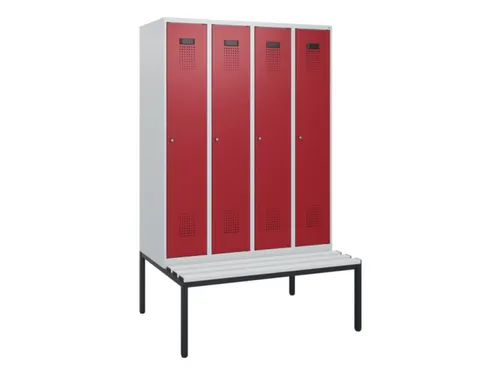 locker met bank,HxBxD 1950x1200x815mm,4vak,vak B 300mm,cilinderslot