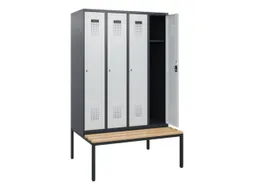 locker met bank,HxBxD 1950x1200x815mm,4vak,vak B 300mm,cilinderslot