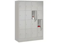 lockerkast,HxBxD 1850x1200x500mm,4x4vakken,RAL7035,front RAL6011
