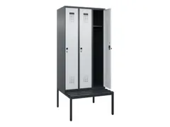 locker met bank,HxBxD 2120x900x815mm,3vak,vak B 300mm,draaigrendel