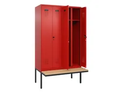 locker met bank,voor scheiding van kleding,HxBxD 2120x1200x815mm,4vak