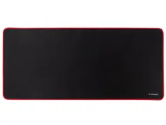 Tapis De Bureau Et Tapis De Souris, Ft 90 X 40 Cm, Noir Avec Bord Roug
