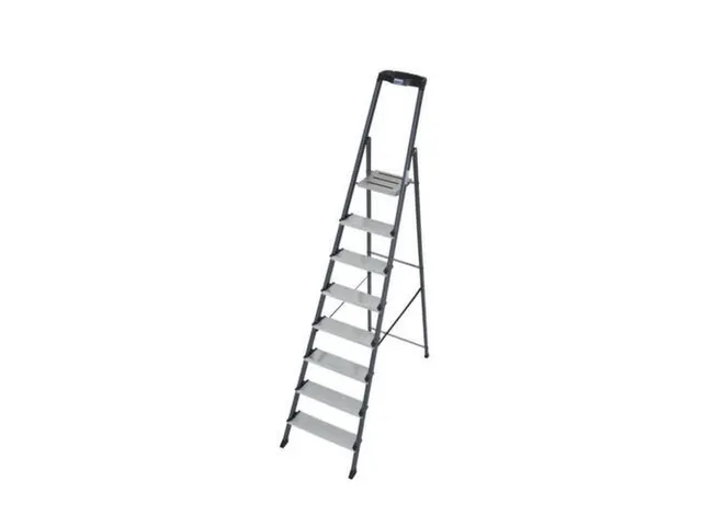 trapladder,eenzijdig,8treden,bordes m. antislip elementen,Stand H 1,7m