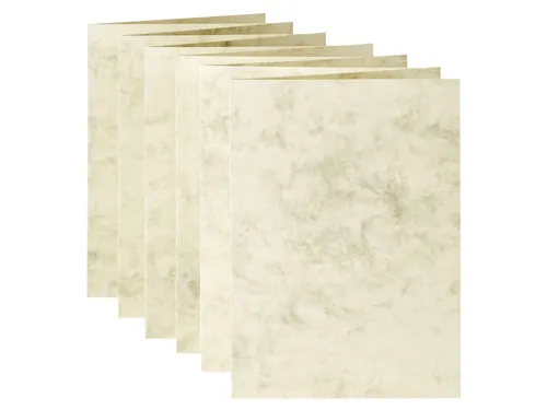 Correspondentiekaart Papicolor dubbel 105x148mm marmer ivoor pak 6 st