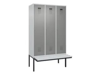 locker met bank,voor scheiding van kleding,HxBxD 2120x1200x815mm,3vak - 2