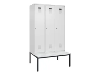 locker met bank,HxBxD 2120x1200x815mm,3vak,vak B 400mm,cilinderslot - 2