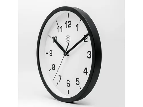 wandklok NXT dia 20cm kunststof zwart witte wijzerplaat cijferaanduidi